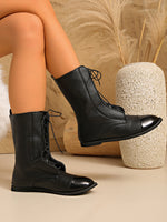 Motor Club Lace-up flat motorcycle boots