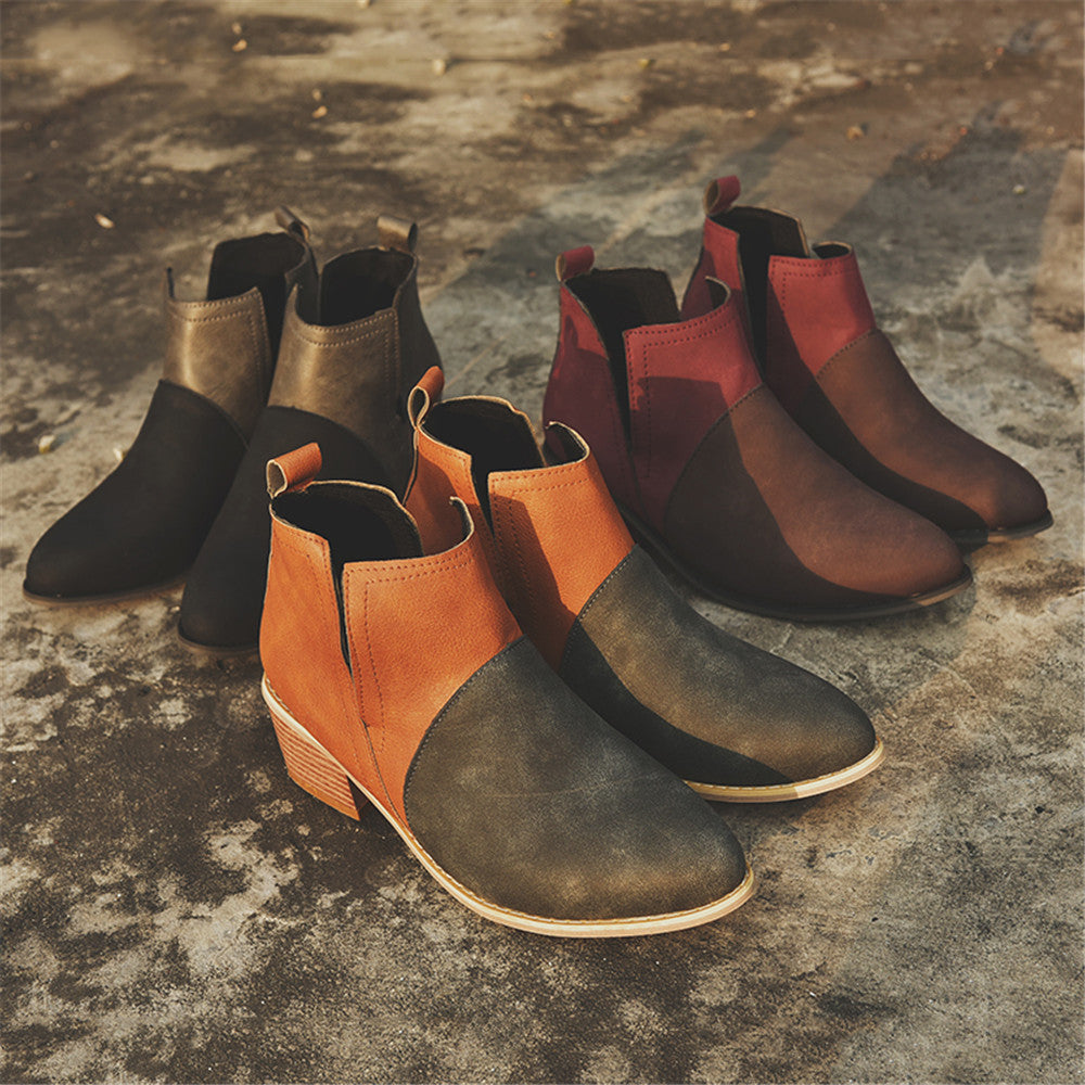Botas Chelsea de tacón medio con bloques de color