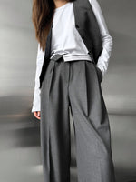 Smooth loose wide-leg straight suit trousers