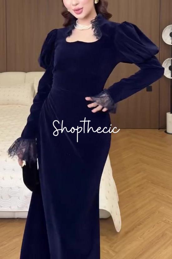 Abito vintage blu navy Velvet Hour