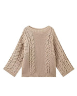 Golden RhineRound neck bell sleeve knitted loose sweater