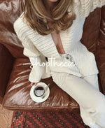 Cardigan en maille à col en V profond et bouton unique