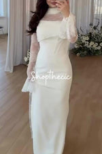 Abito in pizzo plissettato tettonico