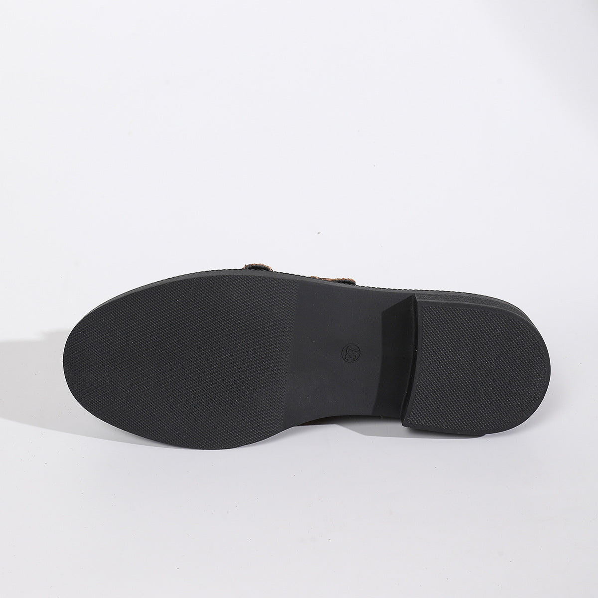 Buckled low-heeled British-style leopard-print loafers