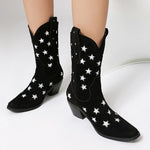 Chunky heeled five-pointed star low boots