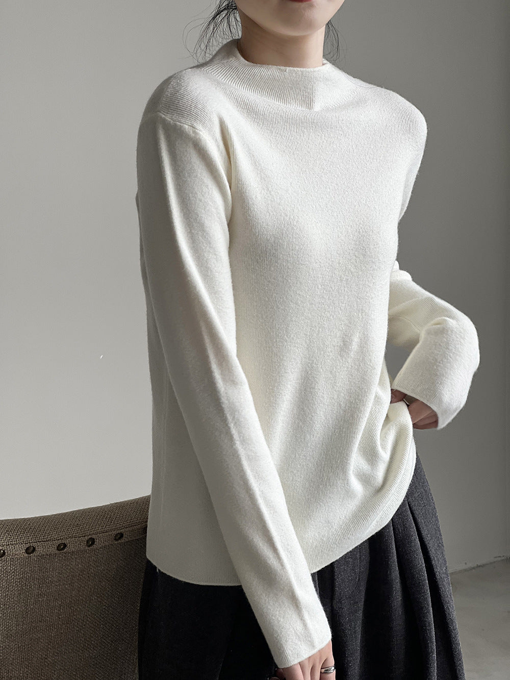 Halber Rollkragenpullover aus gebürstetem Soft-Touch