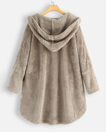 Sweatshirtjacke mit Kapuze und Knopfverschluss und abgerundetem Saum