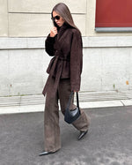 Vintage suede long-sleeved nubuck coat jacket