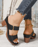 Sandales à enfiler creuses légères à talons hauts épais