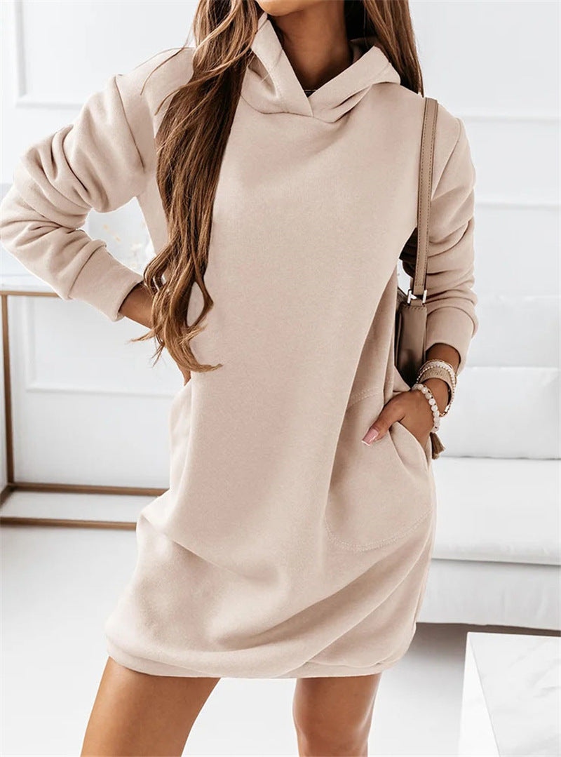Robe sweat mi-longue poches à capuche