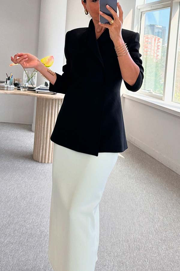 Veste de costume ample à manches longues et à un seul bouton au design chic
