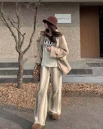 Striped knitted wide-leg pants