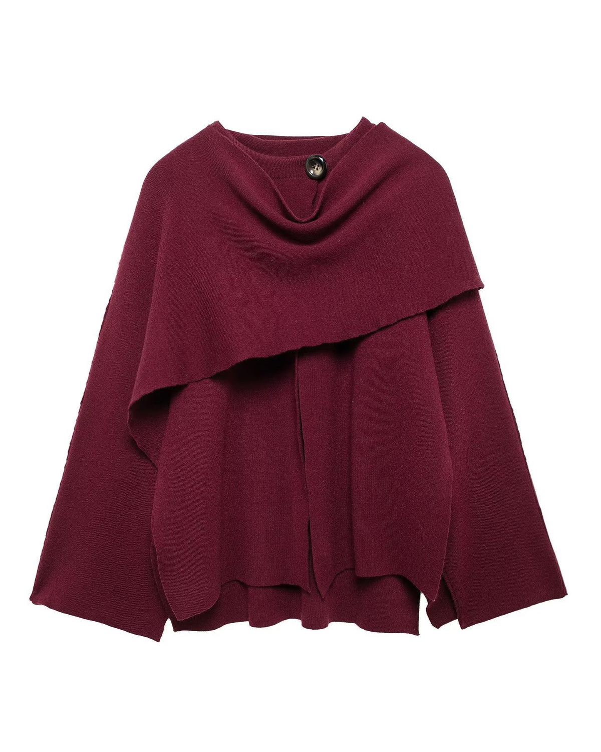 Asymmetric scarf cropped knitted coat