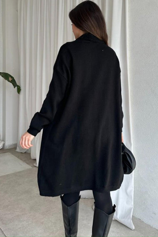 Solid color sleeveless round neck dress knitted cardigan two-piece set