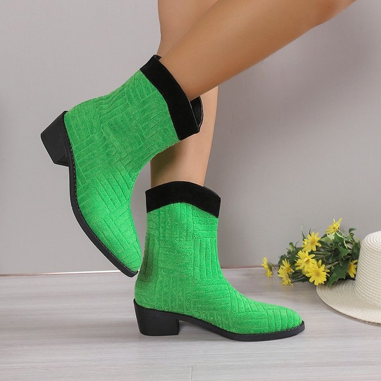 Botas de pelúcia coloridas de cano médio