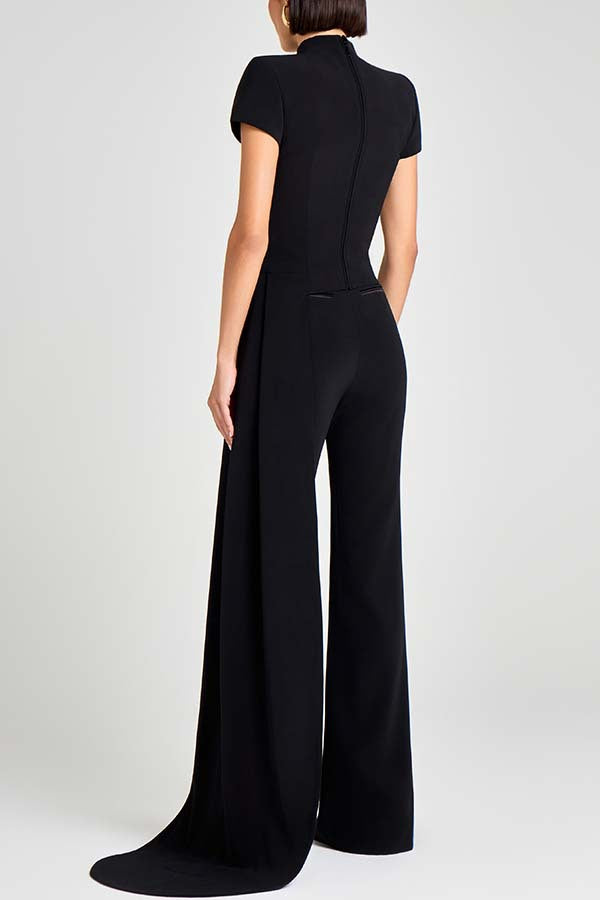 Conception unique d'ourlet latéral Ensemble deux pièces haut à manches courtes et pantalon slim fit