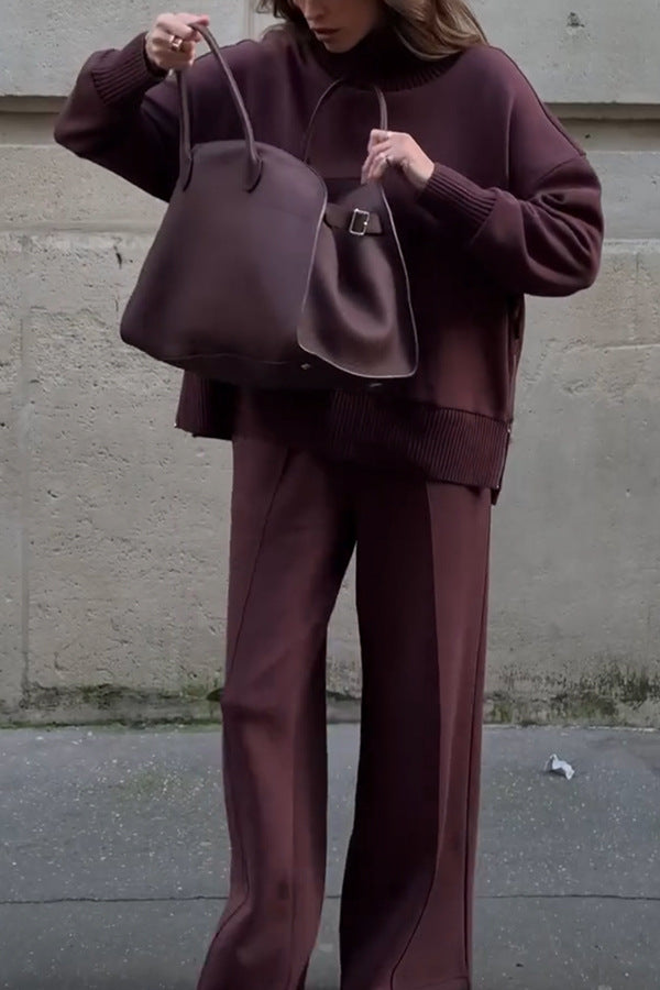 Ensemble deux pièces sweat-shirt à manches longues et pantalon à poches amples