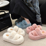 Pantoufles plates en fourrure épaisse de 7 cm