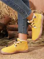 Convenient lacing system plush soft rubber sole snow boots