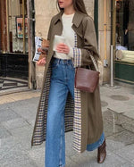 Maple Trail Plaid lined single-breasted trench coat