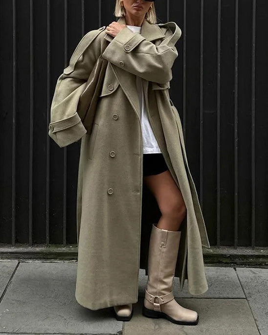 Norwegian Fjord Long woolen trench coat