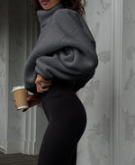 Warm Sherpa Half-Zip Stand Collar Sweatshirt