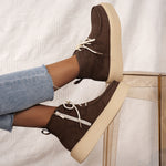 Suede mid-cut flat sneakers