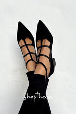 Black pointed Low heel Roman Sandals