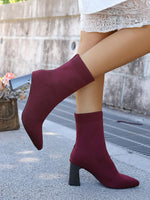 Metropolitan Pointed toe chunky heel knitted sock boots