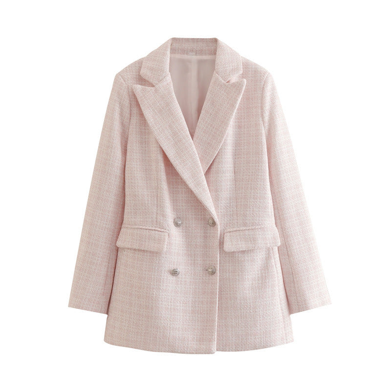 Manteau croisé vintage blazer en tweed