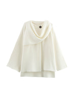 Asymmetric scarf cropped knitted coat