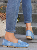 Distressed Shallow Denim Slip-On Shoes