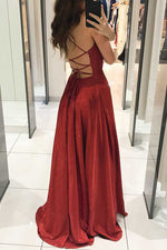 Deep V-neck Pockets Spaghetti Strap Backless Dress