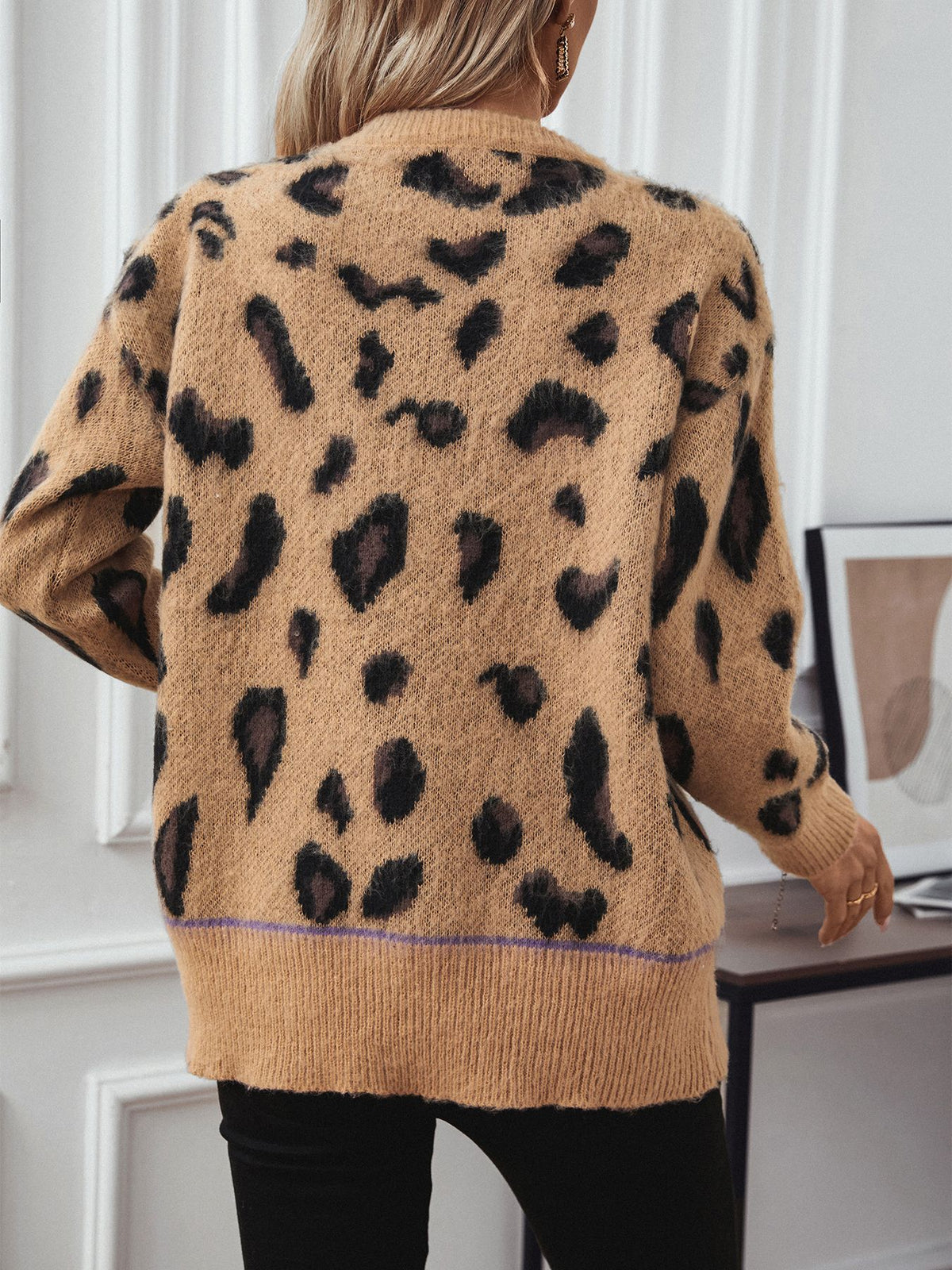 Suéter de lã jacquard leopardo