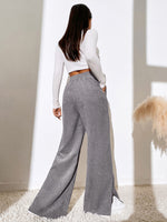 High waist corduroy slit hem trousers