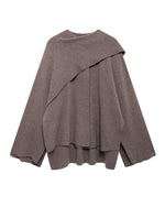 Asymmetric scarf cropped knitted coat