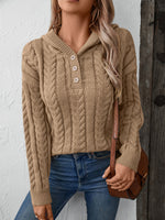Thick buttoned twist hooded sweater