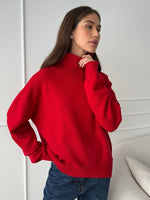 Loose-fitting turtleneck simple solid color pullover sweater