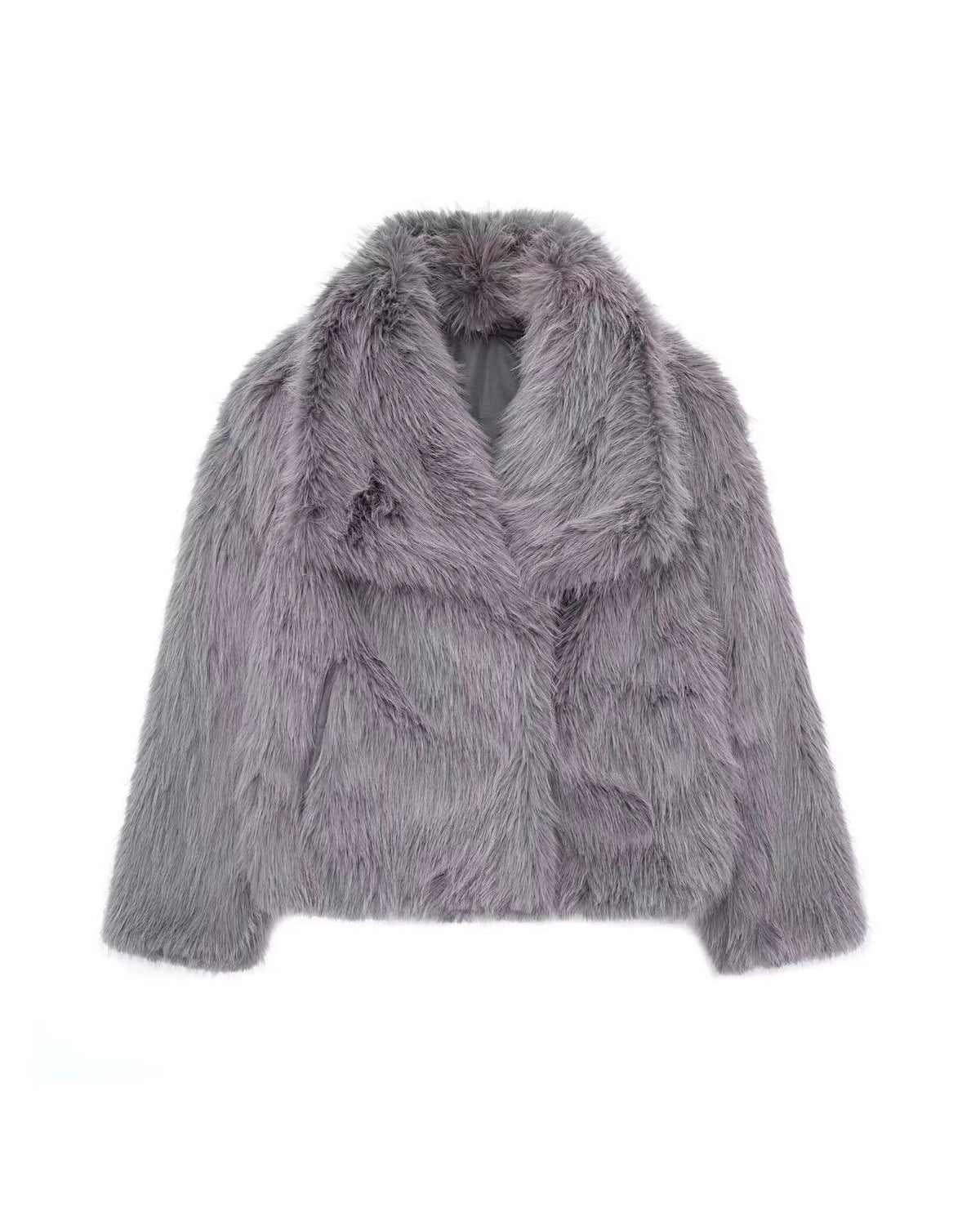 Arctic Embrace Cropped Large Lapel Plush Jacket