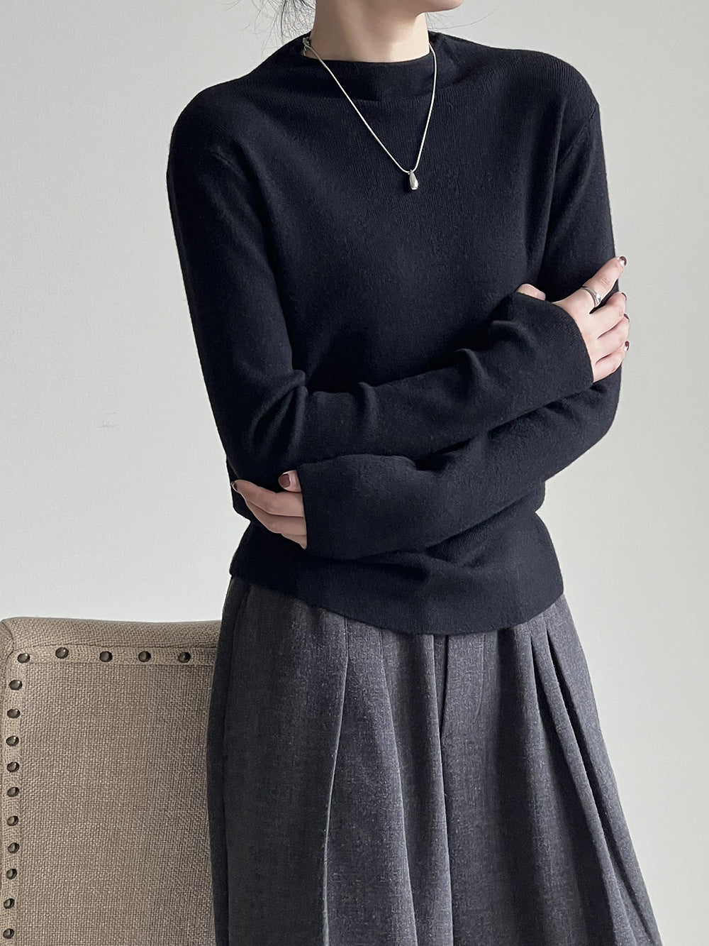 Halber Rollkragenpullover aus gebürstetem Soft-Touch