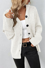 Cardigan en maille à capuche et simple boutonnage avec cordon de serrage