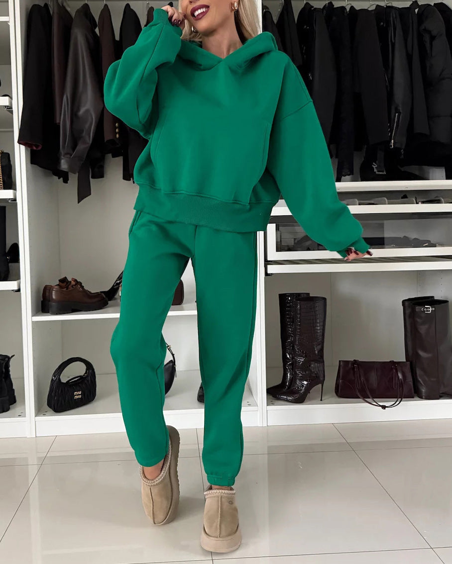 Coffee Run Hooded sweatshirt and cropped pants two-piece set