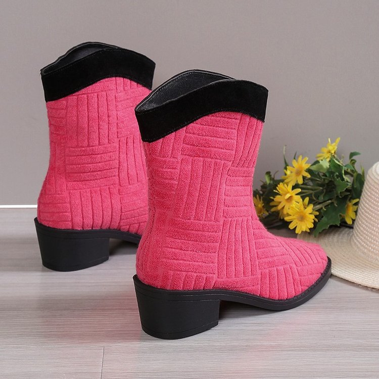 Botas de pelúcia coloridas de cano médio