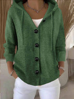 Cozy Long-sleeved button-down hooded knit cardigan