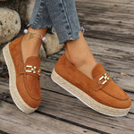 Velvet Thick Straw Bottom Flat Shoes