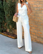 Freizeitanzug aus Weste und Hose mit weitem Bein