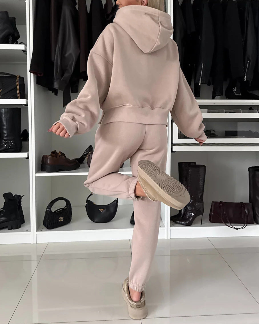 Coffee Run Hooded sweatshirt and cropped pants two-piece set