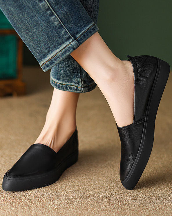 Mocassins vintage à bout pointu et semelle épaisse