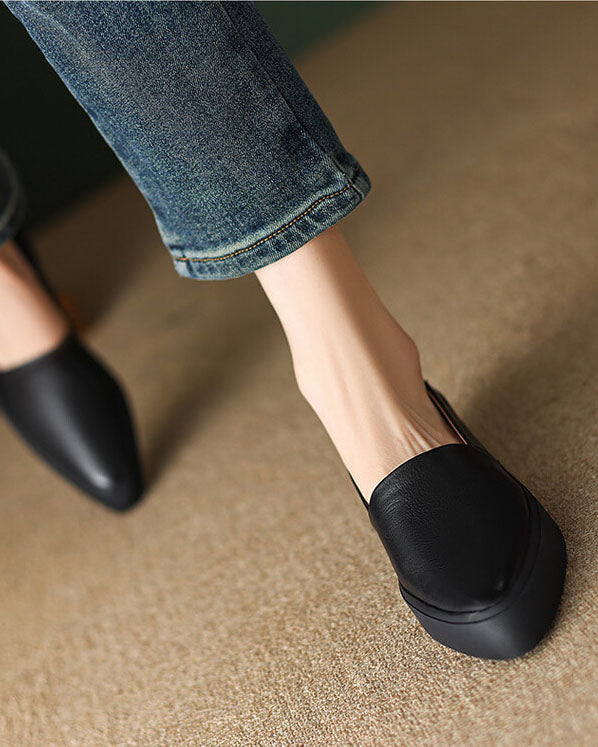 Mocassins vintage à bout pointu et semelle épaisse