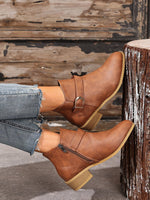 Classic Side Zipper Metal Buckle Chelsea Boots